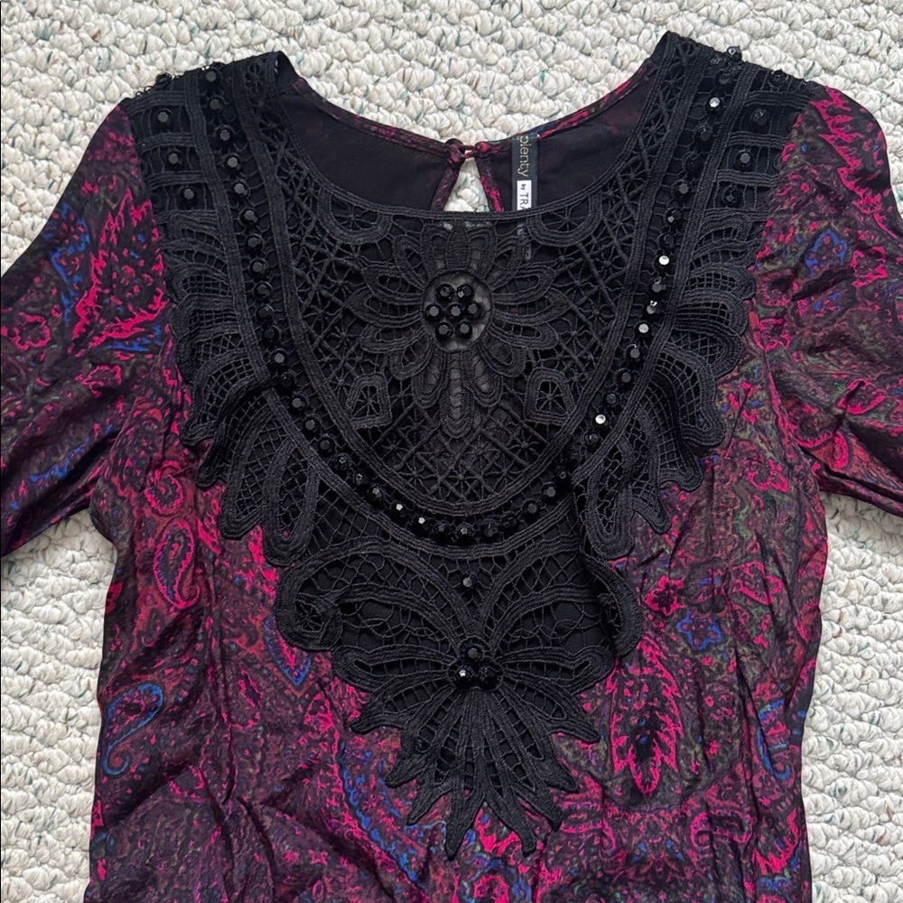 Plenty by Tracy Reese Black and Purple Lace Dress - Picture 2 of 6